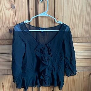 TOMMY HILFIGER Black See Through 100% Silk 3/4 Sleeve Blouse Size 6